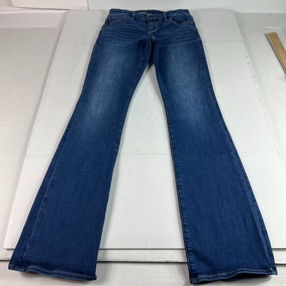 American Eagle Jeans Women's 27x33* Curvy Low Rise Kick Boot Blue Denim Tag 2 L - Picture 1 of 16
